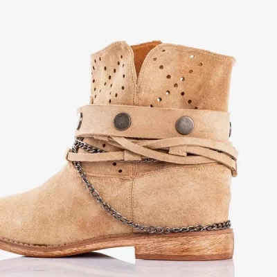 OUTLET Cizme maro deschis a'la cizme de cowboy pe o pană de interior Salemi - pantofi