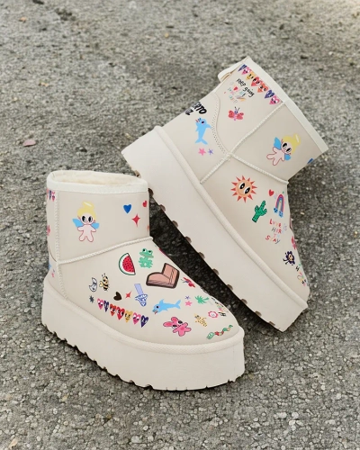 Ghete scurte de iarnă pentru femei Royalfashion cu stickere Hanaga