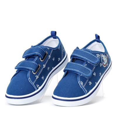 Niebieskie chłopięce buty na rzepy Hookie - Obuwie