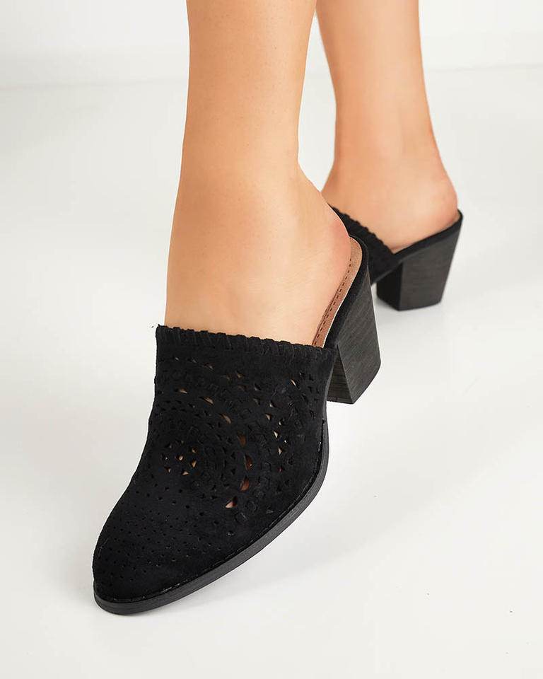 Pantofi de damă negri Aqarion cu toc înalt - Încălțăminte