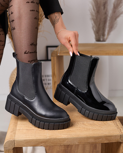 Cizme negre de damă din piele întoarsă cu talpă mai groasă Fazzati- Footwear