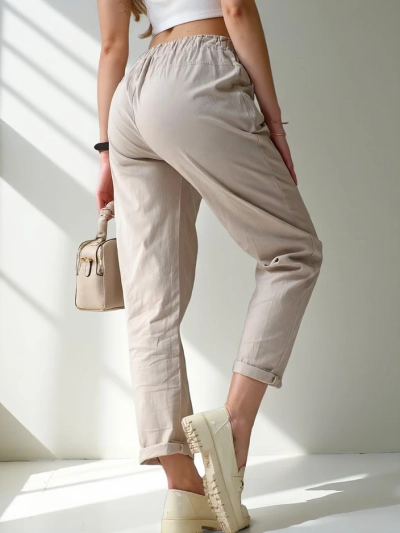 Royalfashion Pantaloni simpli din material pentru femei