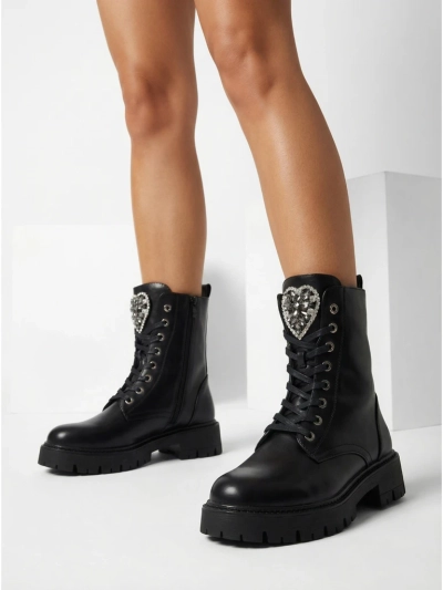 Botki Damskie Luna Czarne Skórzane Eleganckie na Jesień