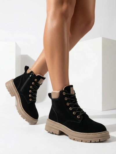 Royalfashion Cizme de vânătoare izolate pentru femei, negre și maro Radoras