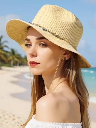 Royalfashion Pălărie de paie pentru femei Golden Halo