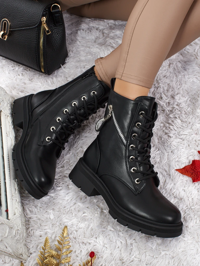 Botine Dama Venus Negre Piele Elegante de Toamnă