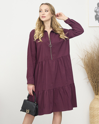 Rochie de damă maro PLUS SIZE- Îmbrăcăminte