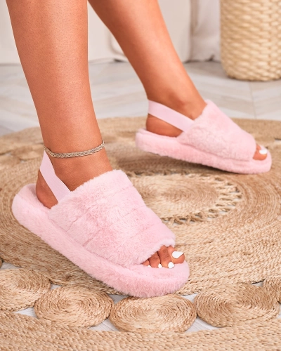 Royalfashion Papuci de blană pentru femei roz Nabres