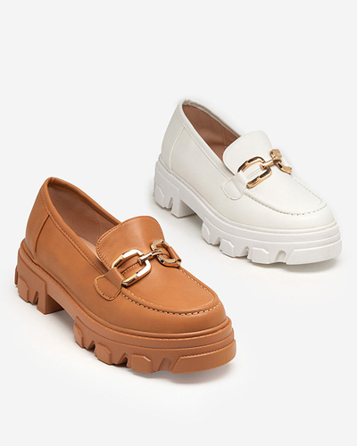 OUTLET Pantofi albi de dama cu decor auriu Meritso - Incaltaminte