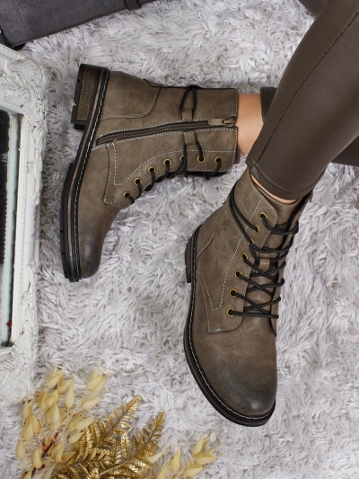 Botine Dama Flora Verzi Piele Elegante de Toamnă