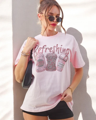 Tricou din bumbac pentru femei Royalfashion cu imprimeu din strassuri