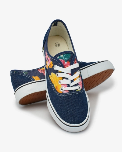 Royalfashion Blue Women's Blossom Beat Floral Sneakers