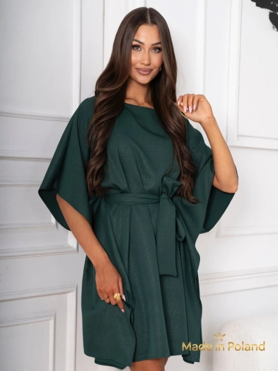 Rochie Serena Verde cu Curea și Mâneci Kimono - Eleganță și Confort