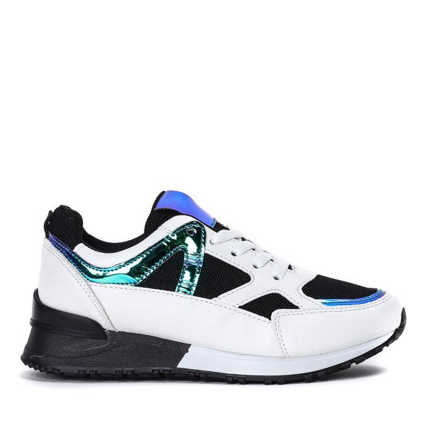 Czarno - białe buty sportowe z holograficznym wykończeniem Metalien - Obuwie