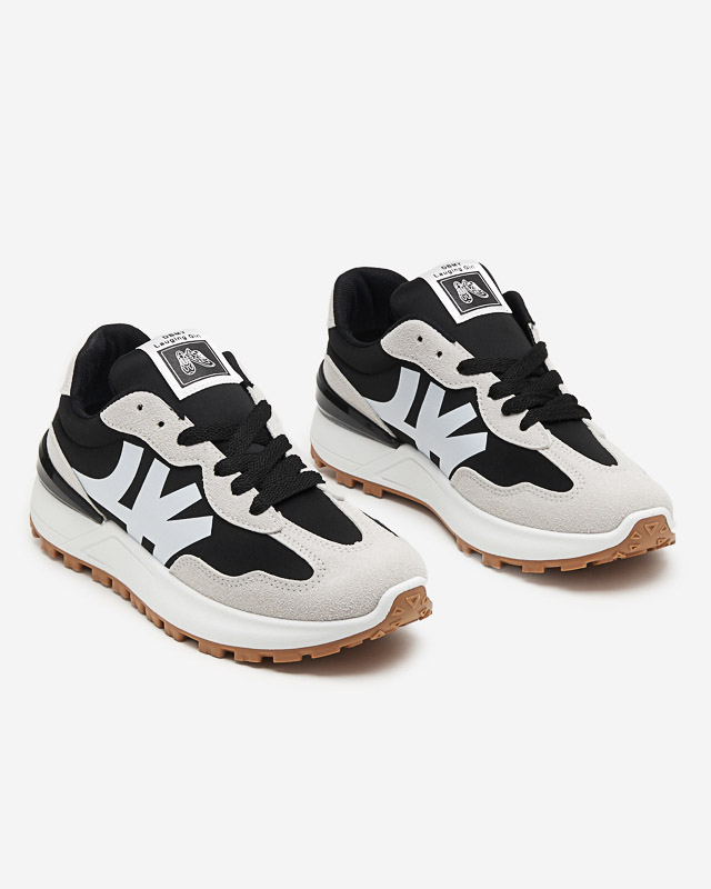 Tenisori de damă negri cu inserții gri Narisa - Încălțăminte