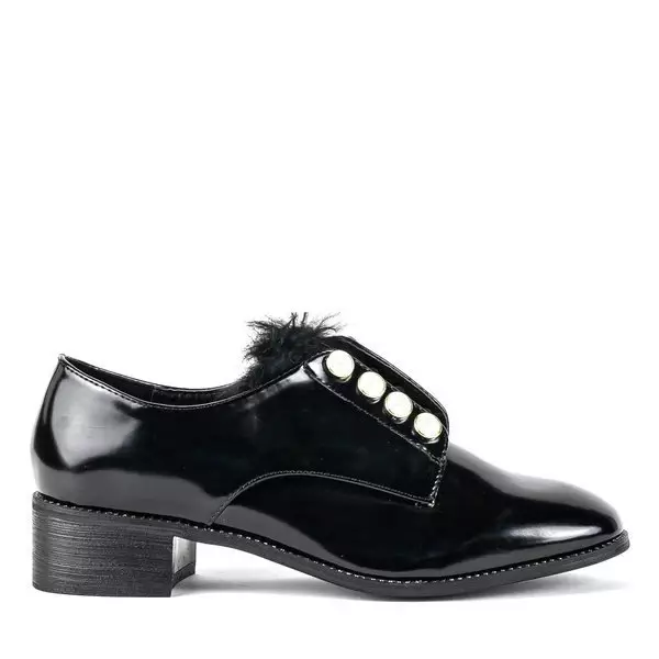 OUTLET Pantofi mici negri cu perle Nessi - Încălțăminte