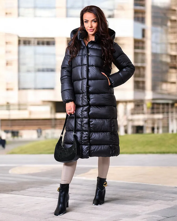 Royalfashion Jachetă de iarnă neagră pentru femei