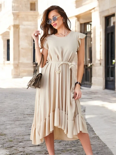 Rochie midi Royalfashion pentru femei cu volane și mâneci scurte