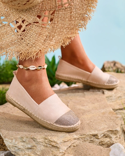 Royalfashion Espadrile de damă bej cu zirconii Iterica