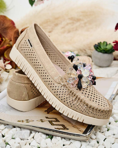 Royalfashion Mocasini traforați cu mărgele pentru femei Nasfali