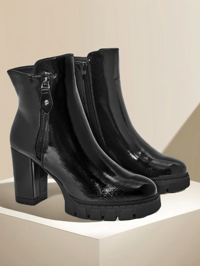 Cizme de glezna pentru femei Royalfashion Patent pe un toc Vemorro