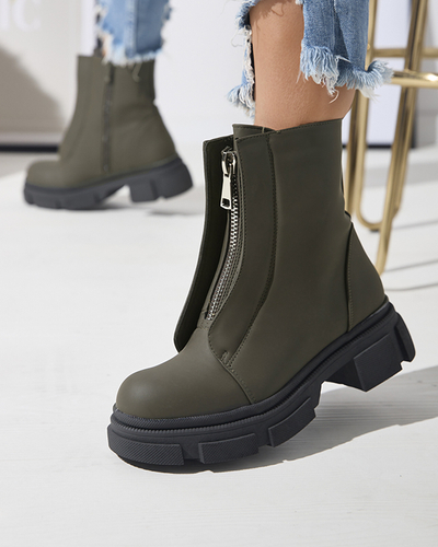 Cizme înalte izolate pentru femei, de culoare verde închis Slovys- Footwear