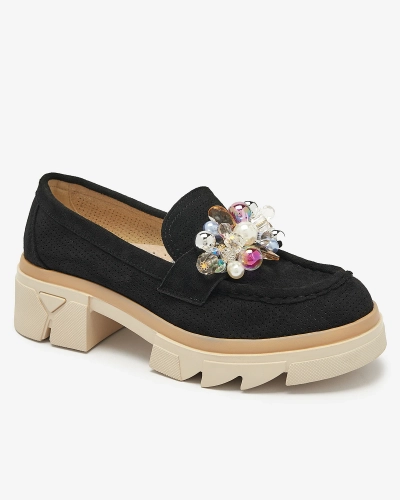 Mocasini negri traforați de damă Peloga- Footwear