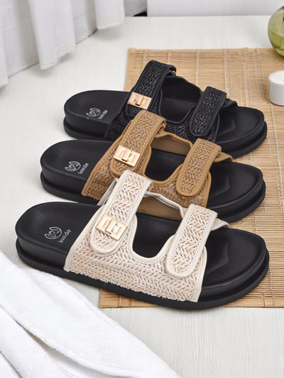 Royalfashion Sandale tip papuci pentru femei cu împletitură Delibeli