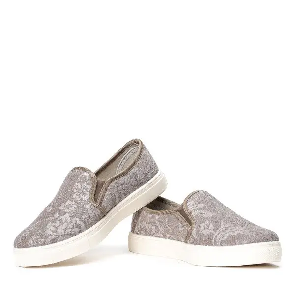 OUTLET Szare slip on z koronkowym zdobieniem Torterra - Obuwie