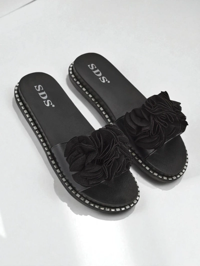 Royalfashion Papuci de damă cu talpă plată Flora Verde