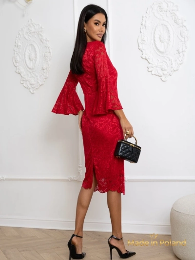 Rochie midi de damă din dantelă cu mâneci largi Holly Wow