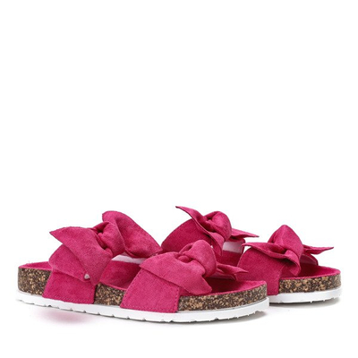 Fuksjowe klapki z kokardką Marecia - Obuwie