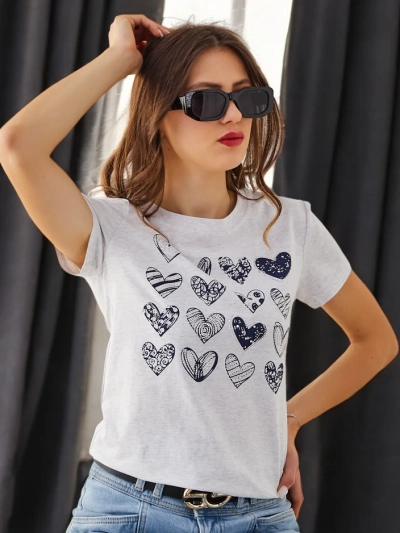 Royalfashion Tricou din bumbac pentru femei A Lot of Hearts