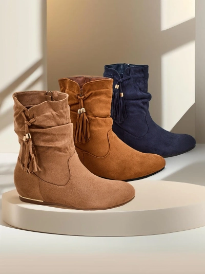Pantofi Eko din catifea - botine pe toc ascuns Lovely