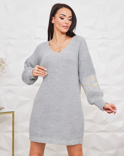 Royalfashion Rochie tunică a'la de damă tricotată cu mâneci decorative