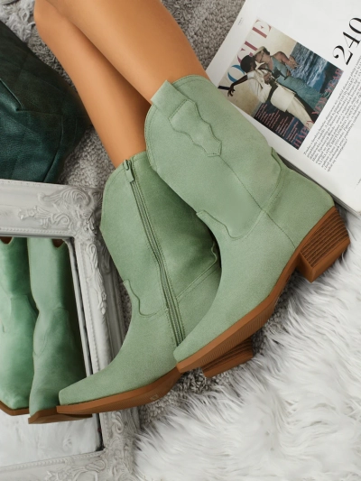 Botine cowboy de damă din piele ecologică întoarsă SpireHush