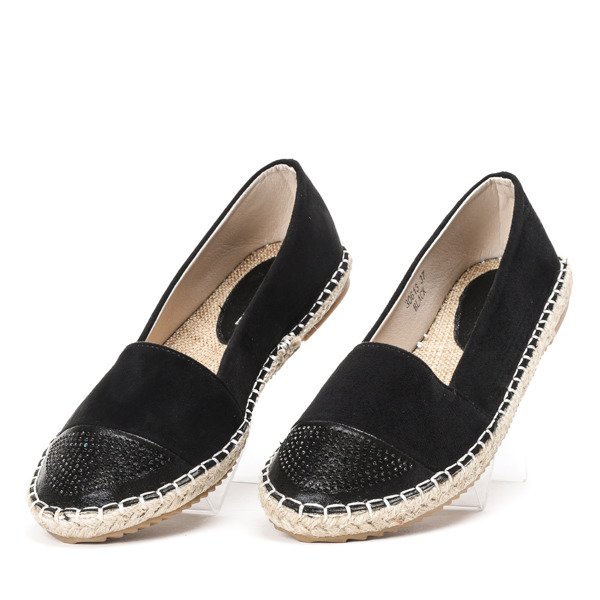 Czarne espadryle z cyrkoniami Sadina - Obuwie