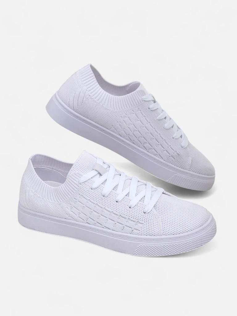 Sneakers Dama Royalfashion AURELIA – teniși textili albi pentru primăvară și vară