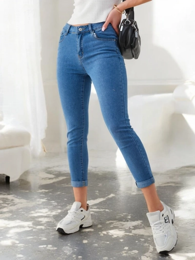 Royalfashion Pantaloni din denim pentru femei, din bumbac, tapered