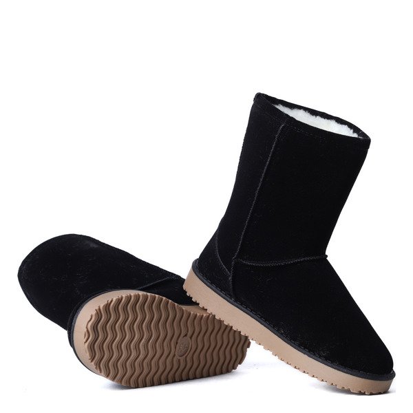 Ocieplane, czarne śniegowce Mibela - Obuwie