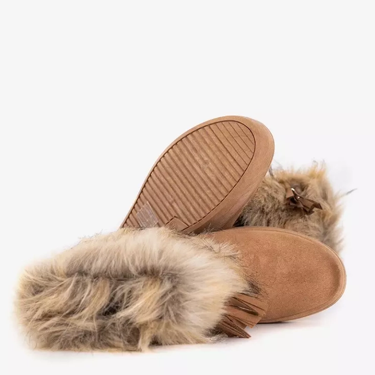 OUTLET Cizme de zapada dama maro deschis cu decoratiuni Astride - Incaltaminte