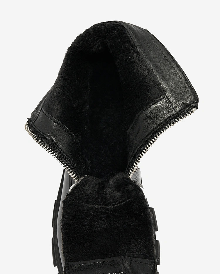 Royalfashion Cizme cu perle lăcuite pentru femei negre Asiciu