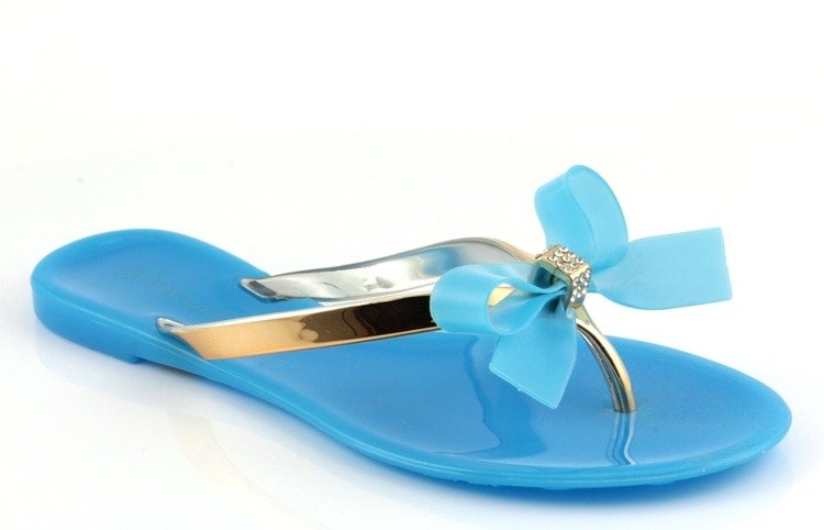 Biało-niebieskie klapki japonki Uferdess- Obuwie