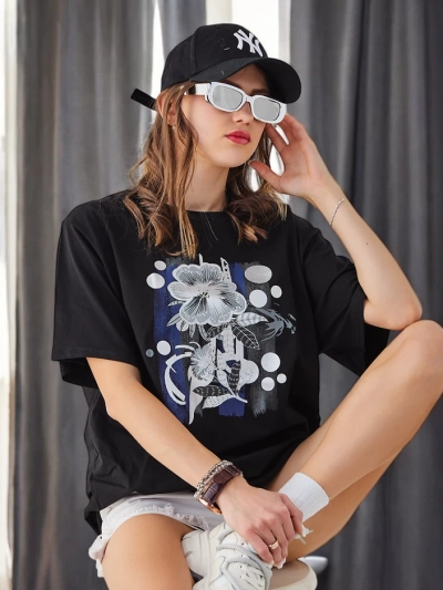 Tricou din bumbac pentru femei Royalfashion cu imprimeu