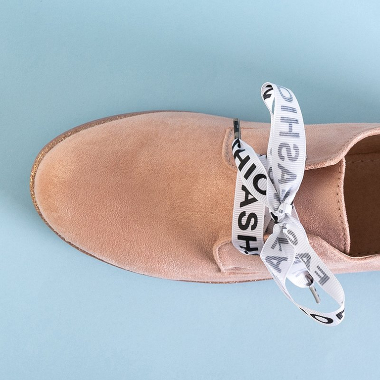 Încălțăminte roz pentru femei dantelată cu o panglică Ninetta - Încălțăminte