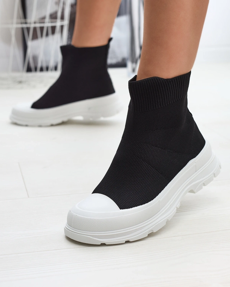 Negru pantofi de sport de damă înalți slip-on a'la sneakers Vertiks - Încălțăminte