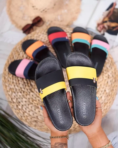 Royalfashion Șlapi de cauciuc galben și negru pentru femei Lierigs