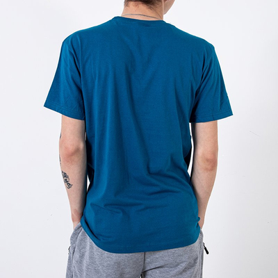 Tricou bărbătesc din bumbac turcoaz decorat cu imprimeul și inscripția - Îmbrăcăminte