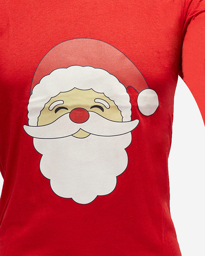 Pijama de 2 piese pentru bărbați roșie cu imprimeu de Crăciun- Îmbrăcăminte