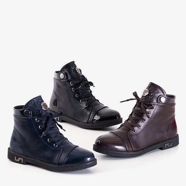 Cizme dama negre cu dantela Andria - Încălțăminte